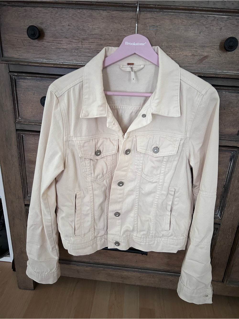 Free People ivory cream off-white denim Jean jacket, LIKE NEW, washed, not worn